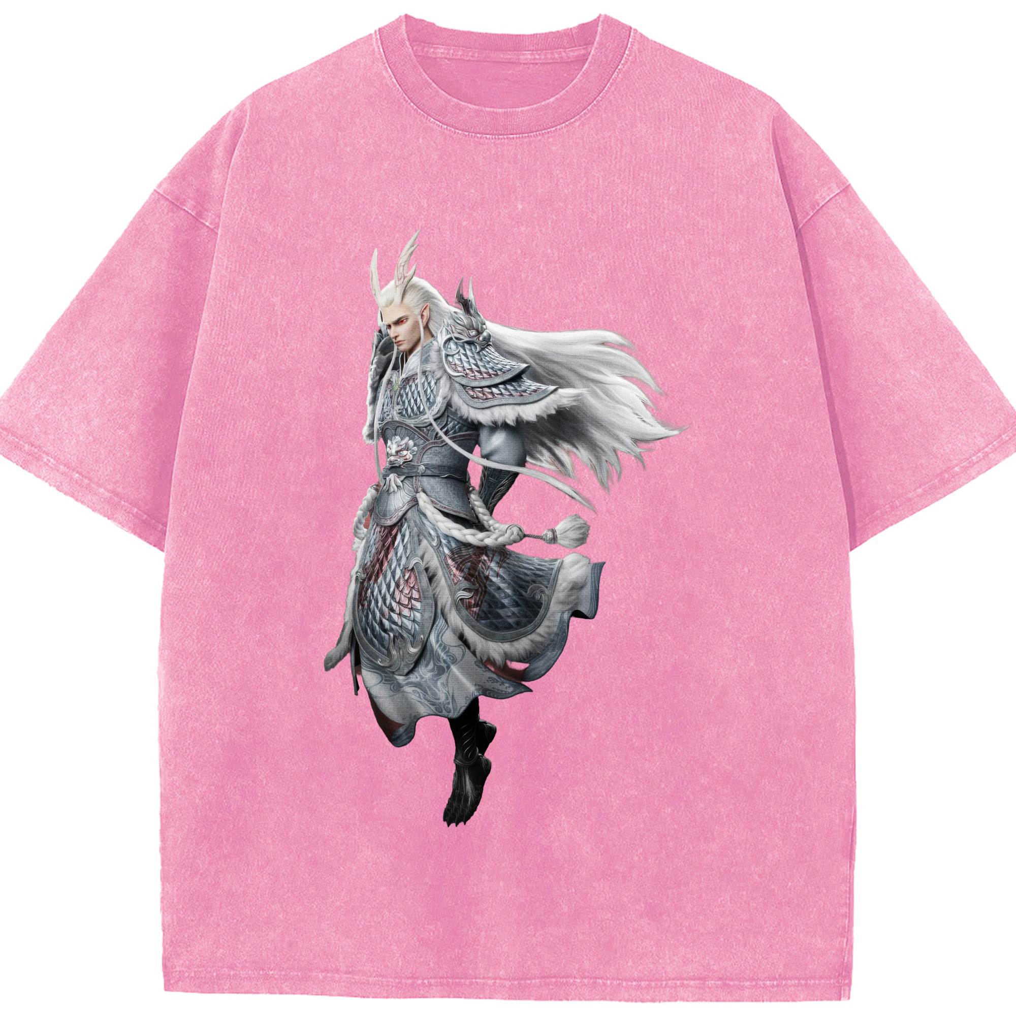 （画像用） Ne Zha 2 ナタ 魔童の大暴れ 綿100% ヴィンテージ風 半袖Tシャツ（フロントプリント）